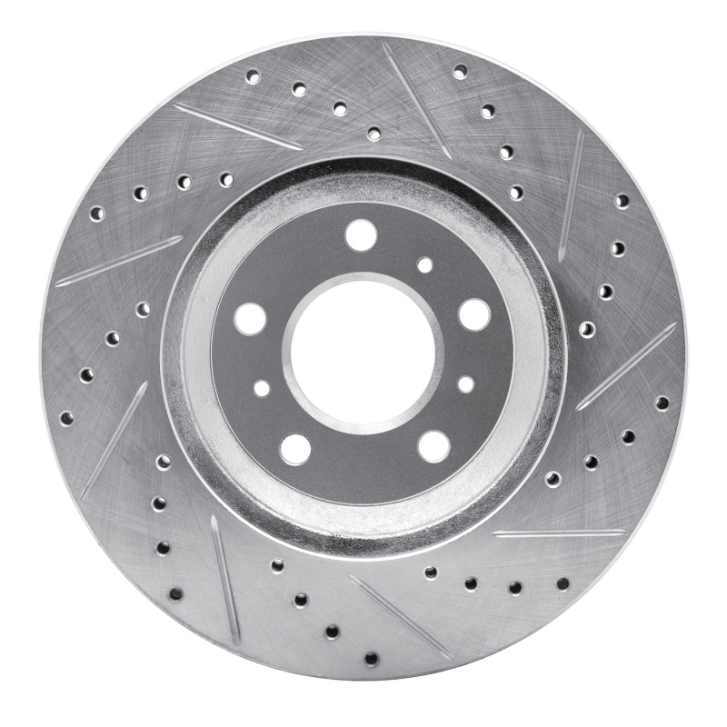 Buick Lucerne Brake Rotor (1) - Front Left - R1 Concepts - Drilled & Slotted - Silver - `06-`16